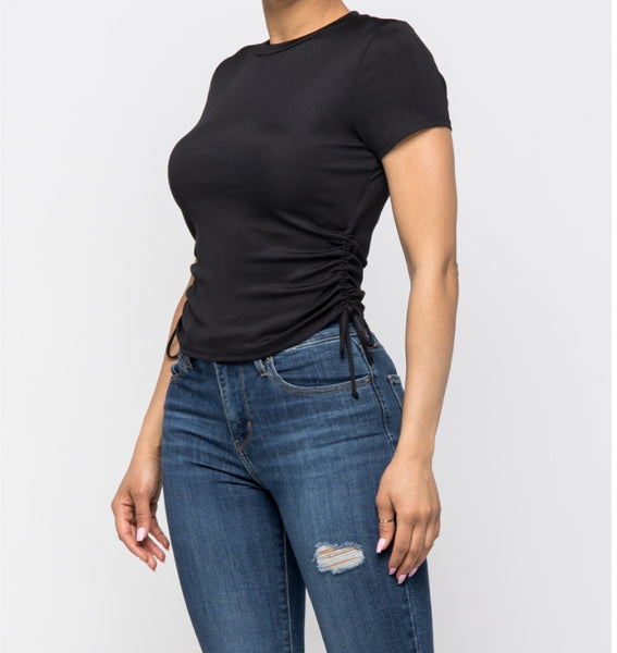 Side Ruched Ribbed Top