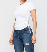 Side Ruched Ribbed Top