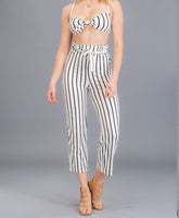 Dressed To The Lines Tie Top Pants Set