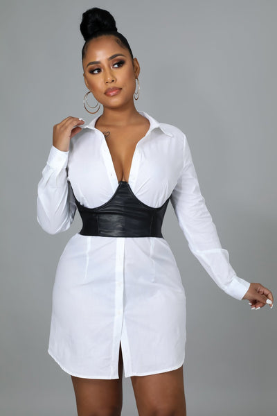 White corset cheap shirt dress