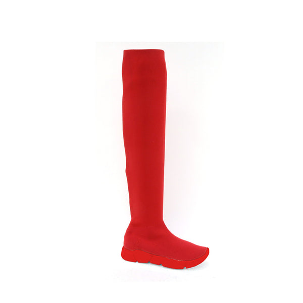 Knee-high Sock Boots - Red